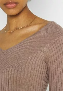 Even&Odd KNIT V NECK MIDI BODYCON DRESS - Etuikleid - Taupe | Damen -Even Und Odd Verkäufe d67beeabfc8448f3a64c25d3d08cadec