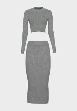 Even&Odd Damen PERKIN CROPPED SKIRT SET - Strickpullover - Mottled Grey -Even Und Odd Verkäufe da6edb4721084d39b3c95124ccbbc25a