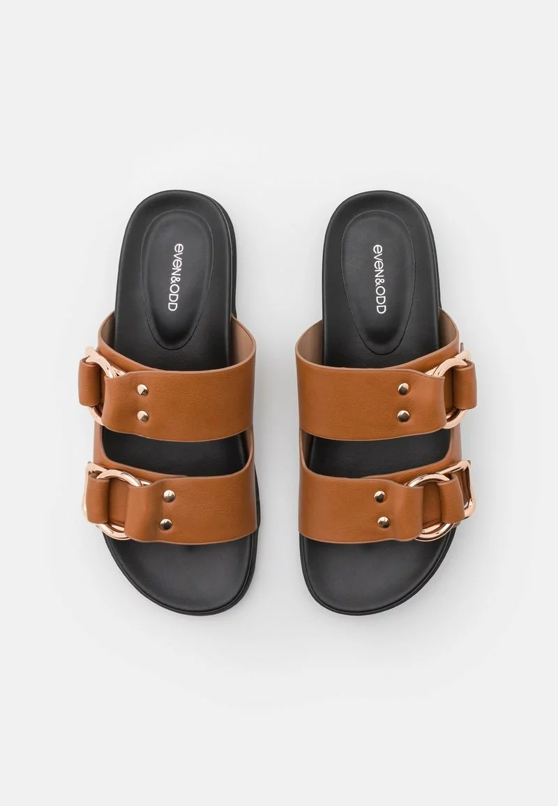 Even&Odd Damen Pantolette Flach - Cognac 8 Even&Odd Damen Pantolette Flach - Cognac – Bild 6