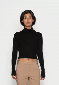 Even&Odd Damen CROPPED TURTLE NECK 2 PACK - Strickpullover - Black/mottled Dark Brown