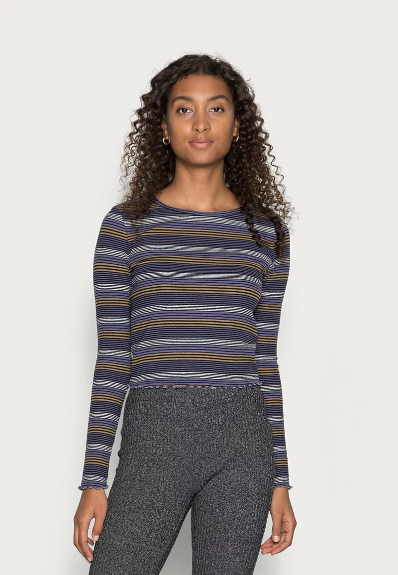 Even&Odd Damen CROPPED CREWNECK LONG SLEEVE - Langarmshirt - Blue 3 Even&Odd Damen CROPPED CREWNECK LONG SLEEVE - Langarmshirt - Blue