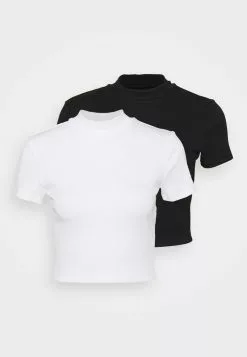 Even&Odd Damen 2 PACK - T-Shirt Basic - Black/white -Even Und Odd Verkäufe eb97387a3da94a6dbedb5efb927d7853