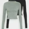 Even&Odd Damen 2 PACK - Strickpullover - Olive/black