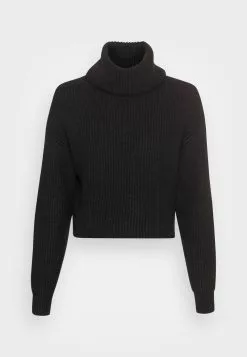 Even&Odd Damen CROPPED LOOSE TURTLENECK - Strickpullover - Black -Even Und Odd Verkäufe efd3125bdca748d7b1645efbd0d5e337