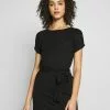 Even&Odd Damen BASIC Short Sleeves Mini Belted Dress - Jerseykleid - Black/black -Even Und Odd Verkäufe f297fe15f10d49cfa79fdca5fa58b8ce