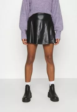 Even&Odd Damen Mini PU Leather A-line Skirt - A-Linien-Rock - Black